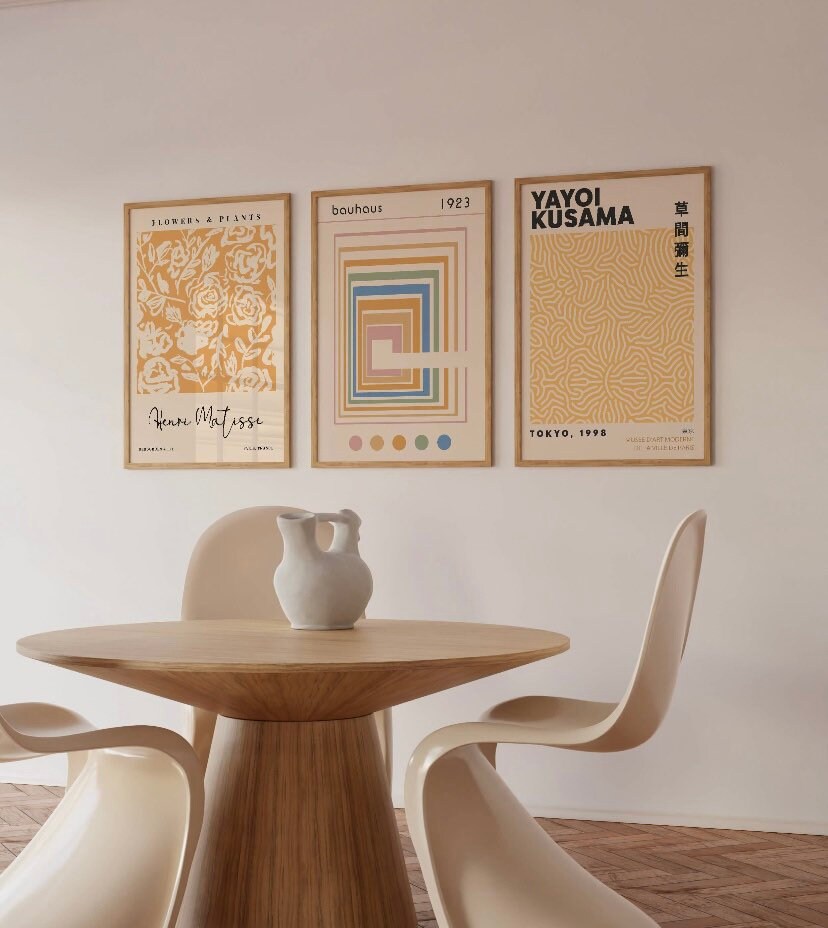 Orange Gallery Wall Set | Exhibition Poster Set | Matisse Print | Bauhaus Print Set | Yayoi Kusama Print