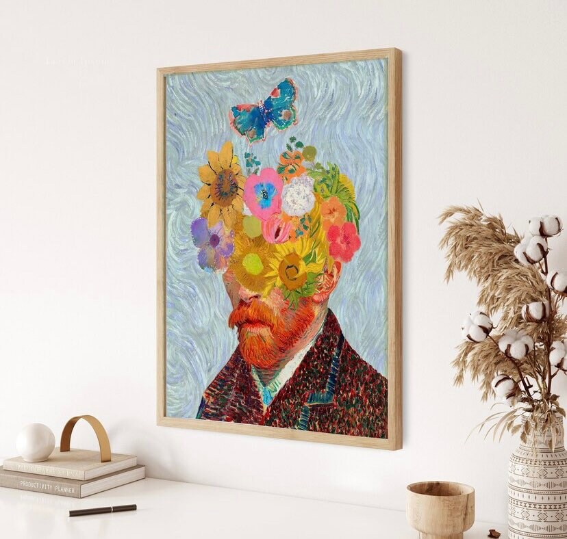 Van Gogh Wall Art | Eclectic Wall Art | Van Gough Self Portrait Print | Famous Oil Painting | Van Gough Poster