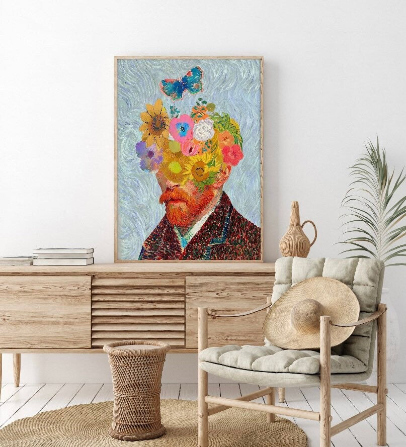 Van Gogh Wall Art | Eclectic Wall Art | Van Gough Self Portrait Print | Famous Oil Painting | Van Gough Poster