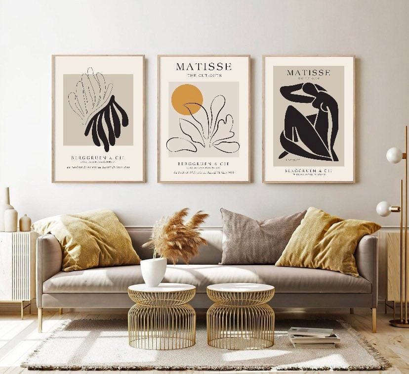 matisse print set | Neutral Art Prints | set of 3 prints | Henri Matisse Poster | Exhibition Wall Set