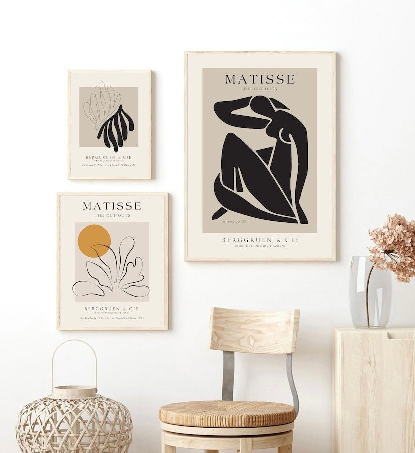 matisse print set | Neutral Art Prints | set of 3 prints | Henri Matisse Poster | Exhibition Wall Set