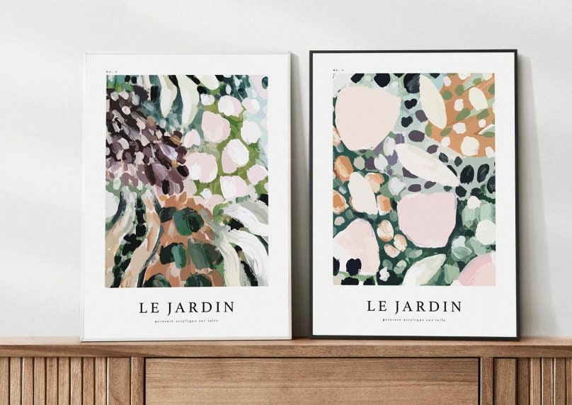 Le Jardin Print | Abstract Art Print | Vintage Illustration Poster | Neutral Print