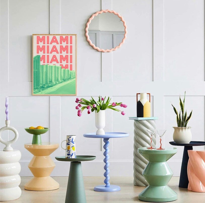 Miami Travel Print | Pink Green Miami Art | Trendy Travel Exhibition Print |Retro Wall Art | Landscape Print