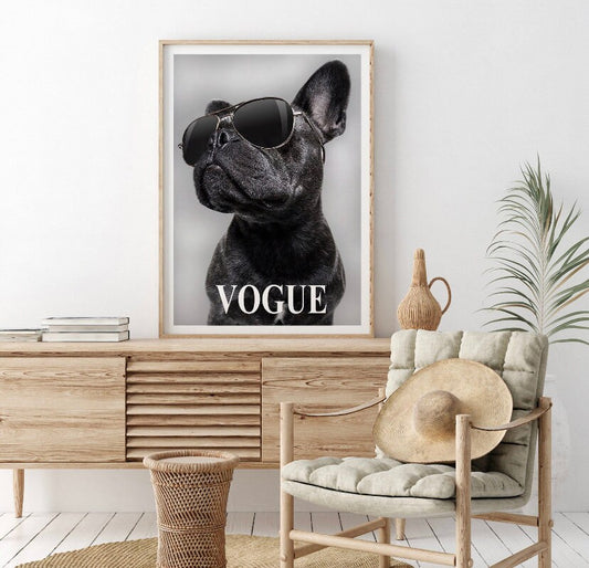 French Bulldog Print | French Bulldog Vogue Poster | Vogue Print | Dog Print | Animal Print | Animal Art | Fashion Print