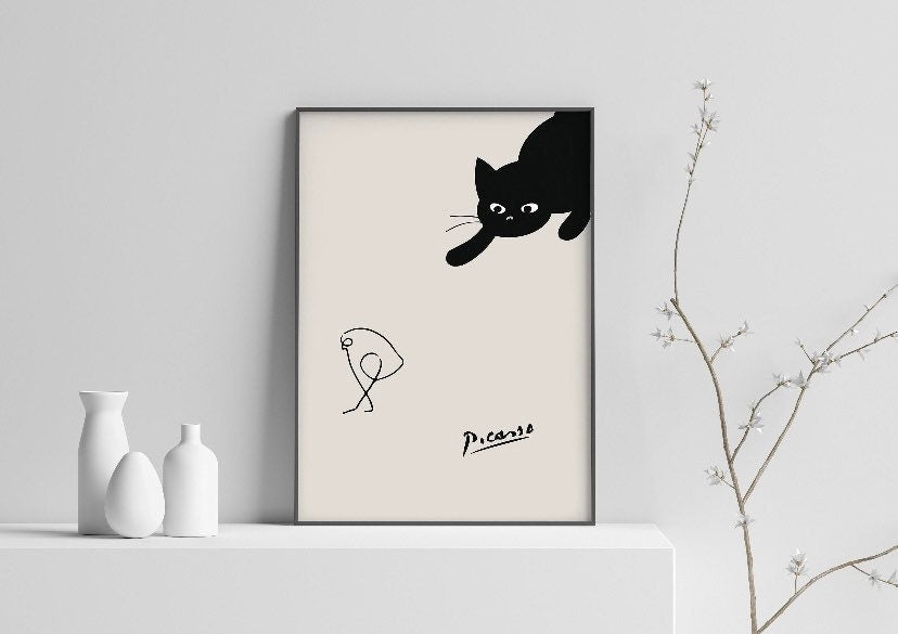 Picasso Cat Print | Picasso Print | Picasso Poster | Animal Sketch | Exhibition Poster | Picasso The Cat | Picasso Wall Art |