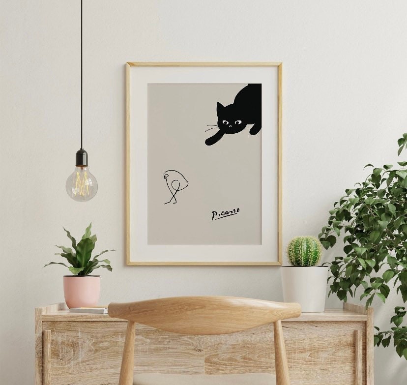 Picasso Cat Print | Picasso Print | Picasso Poster | Animal Sketch | Exhibition Poster | Picasso The Cat | Picasso Wall Art |