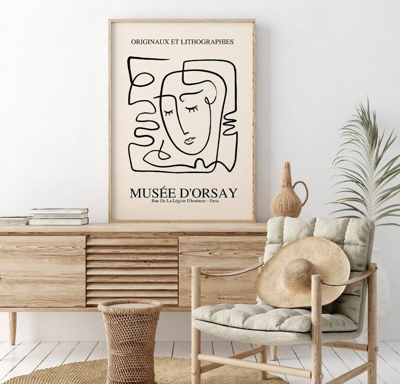 Set of 3 Picasso Print | Picasso Drawings | Picasso Line art | Musee Dorsay  Prints | Neutral Wall Art