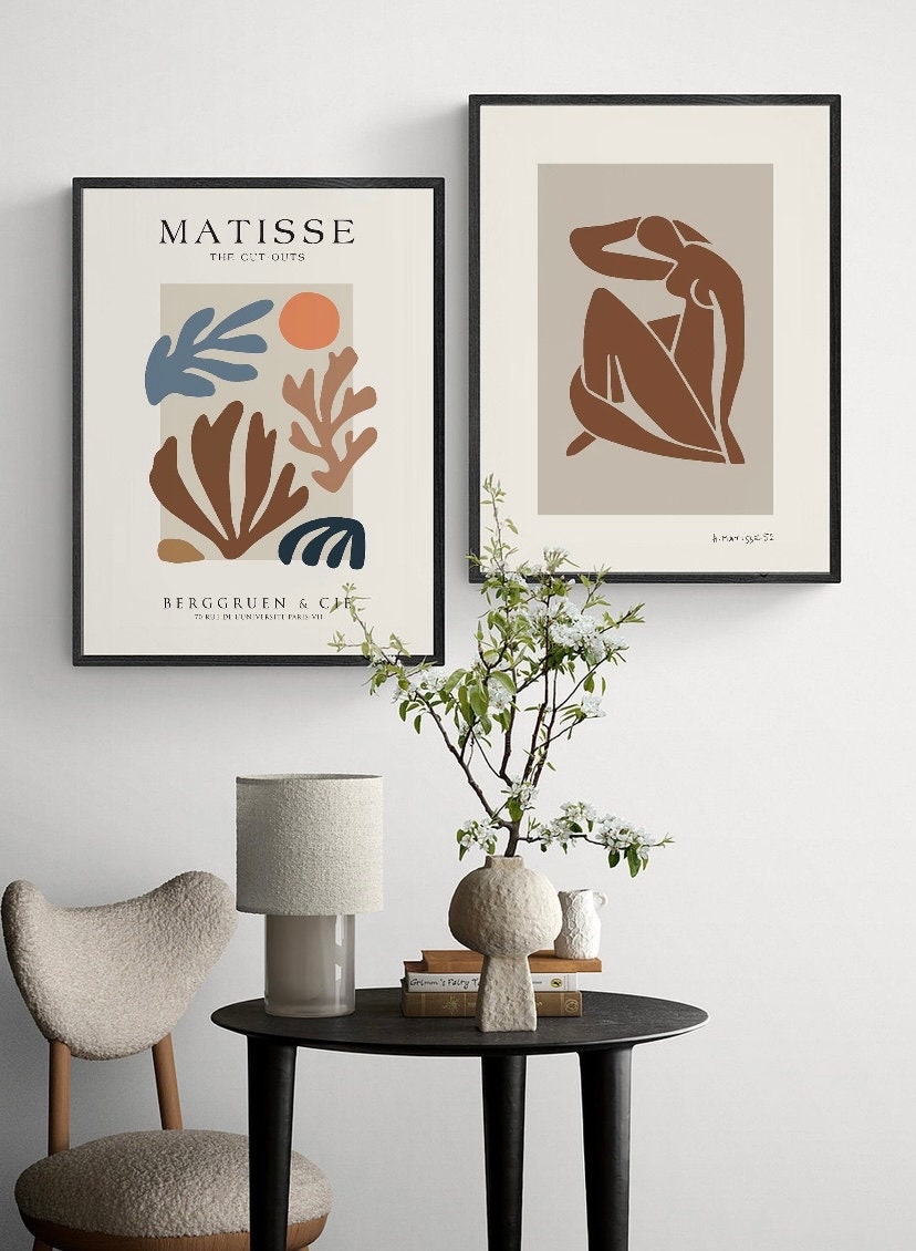 Matisse set of 2 neutral prints | Henri Matisse Print Set | Brown Print | Exhibition Poster set | Mud Century Art Print