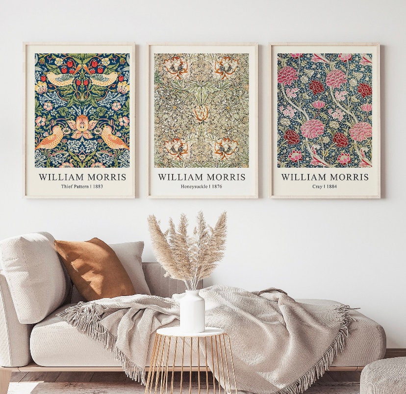 William Morris set of three | Set of 3 Wall Art |Vintage Botanical Prints |Floral Art Prints |Museum Exhibition Poster |Botanical Print Set