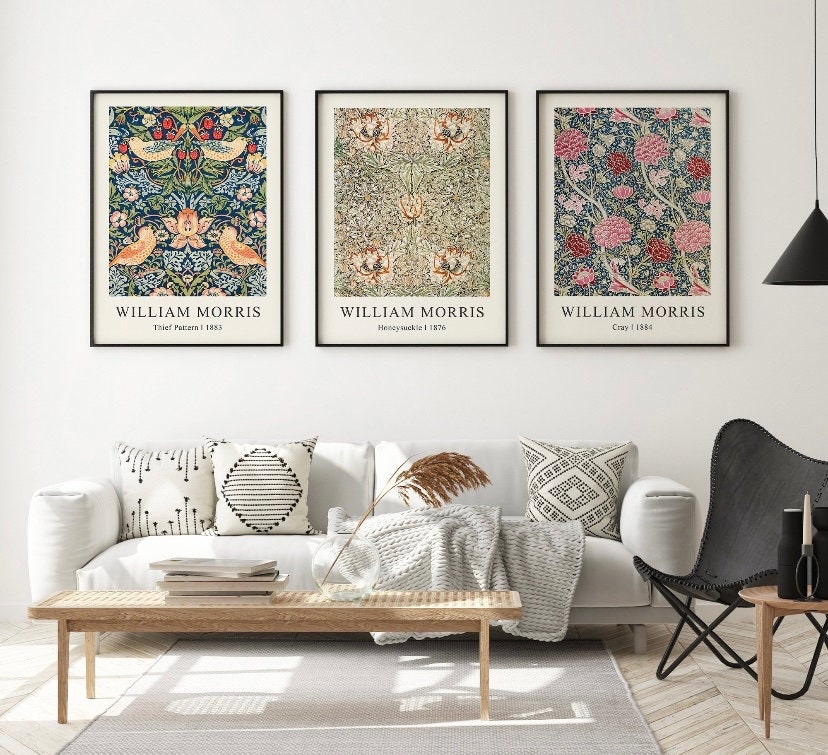 William Morris set of three | Set of 3 Wall Art |Vintage Botanical Prints |Floral Art Prints |Museum Exhibition Poster |Botanical Print Set